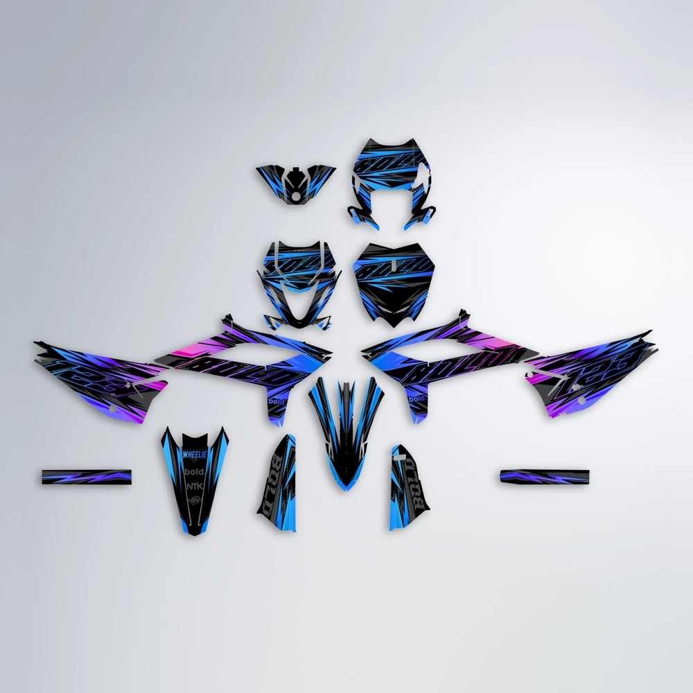 THUNDERSTRUCK Beta graphics kit parts layout in Blue Purple Fade