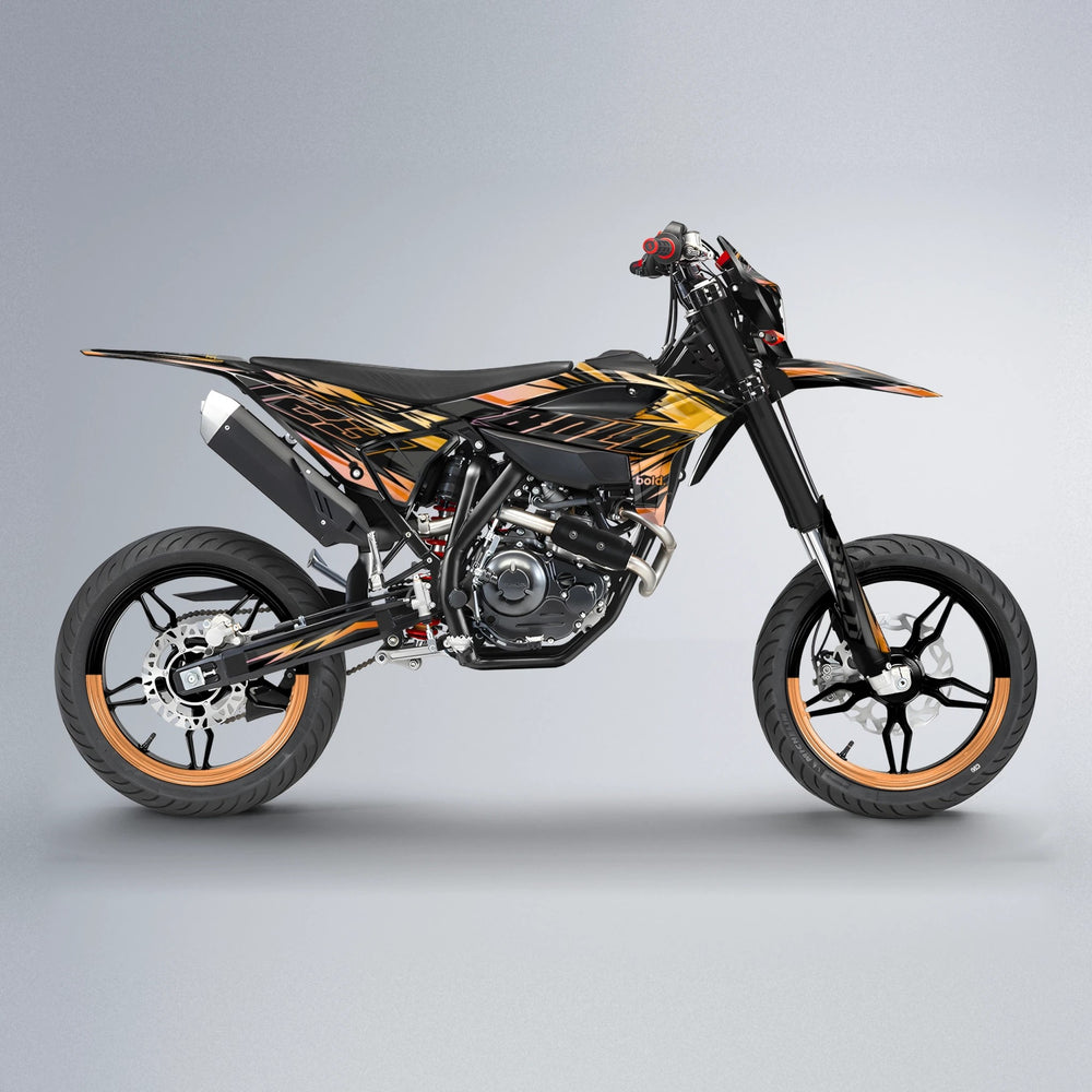 THUNDERSTRUCK Beta supermoto graphics kit in Orange & Yellow