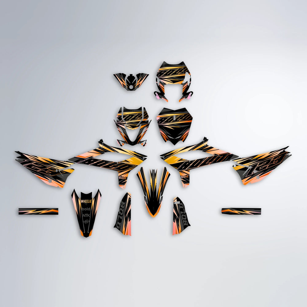 THUNDERSTRUCK Beta graphics kit parts layout in Orange & Yellow