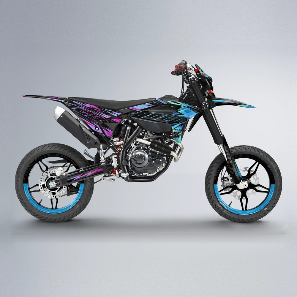 THUNDERSTRUCK Beta supermoto graphics kit in Pink & Light Blue