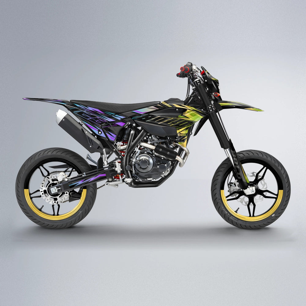 THUNDERSTRUCK Beta supermoto graphics kit in Purple & Yellow