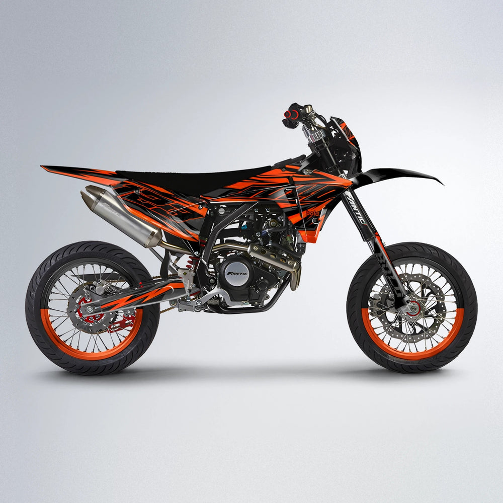 THUNDERSTRUCK Fantic supermoto graphics kit in Custom Colour