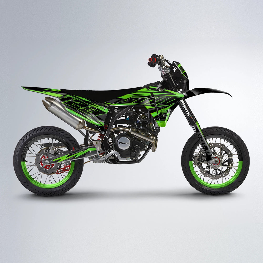 THUNDERSTRUCK Fantic supermoto graphics kit in Green