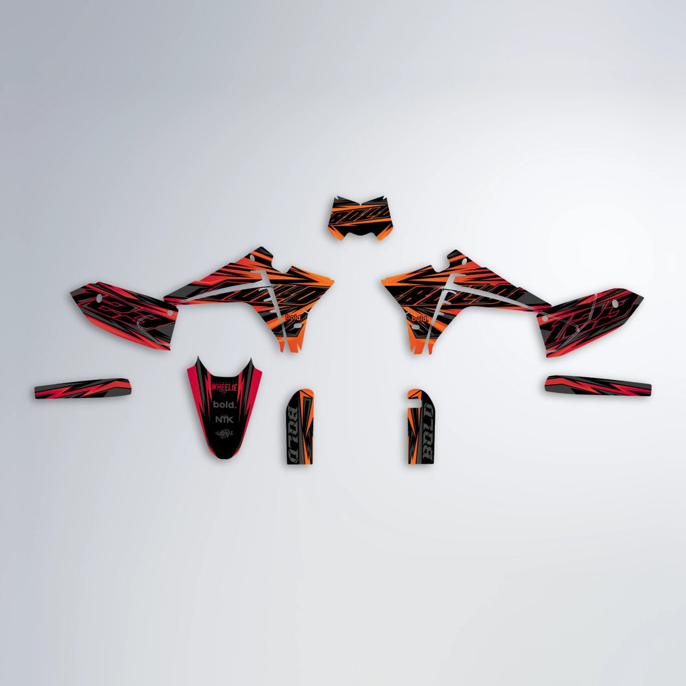 THUNDERSTRUCK Fantic graphics kit parts layout in Red & Orange