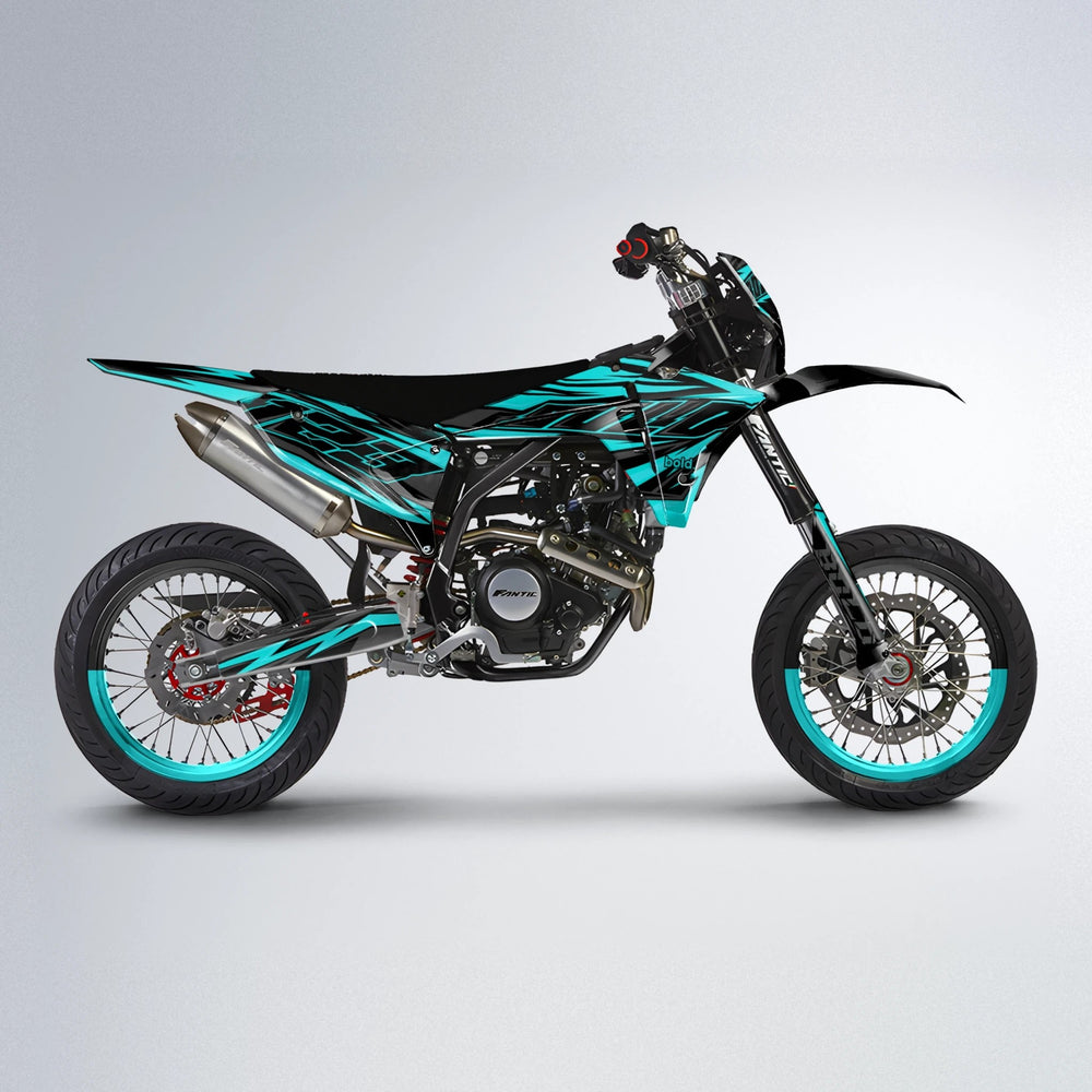 THUNDERSTRUCK Fantic supermoto graphics kit in Teal
