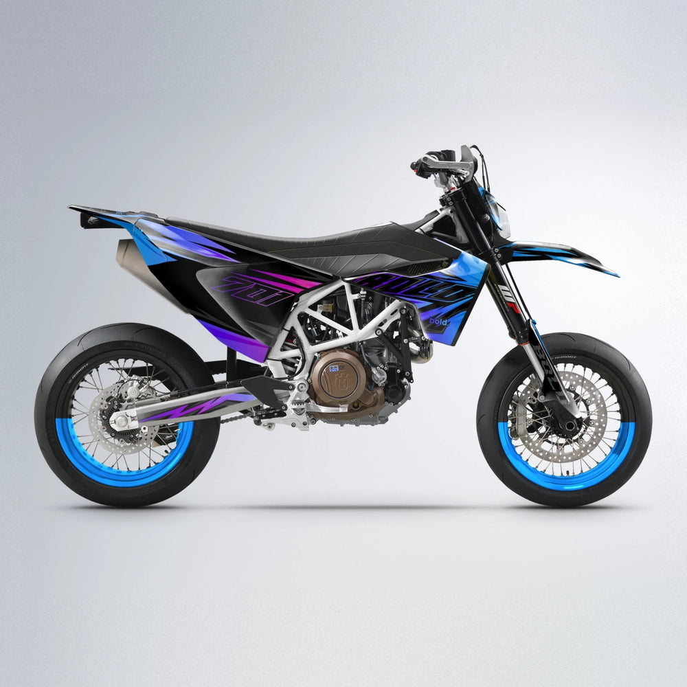 THUNDERSTRUCK Husqvarna 701 supermoto graphics kit in Blue Purple Fade