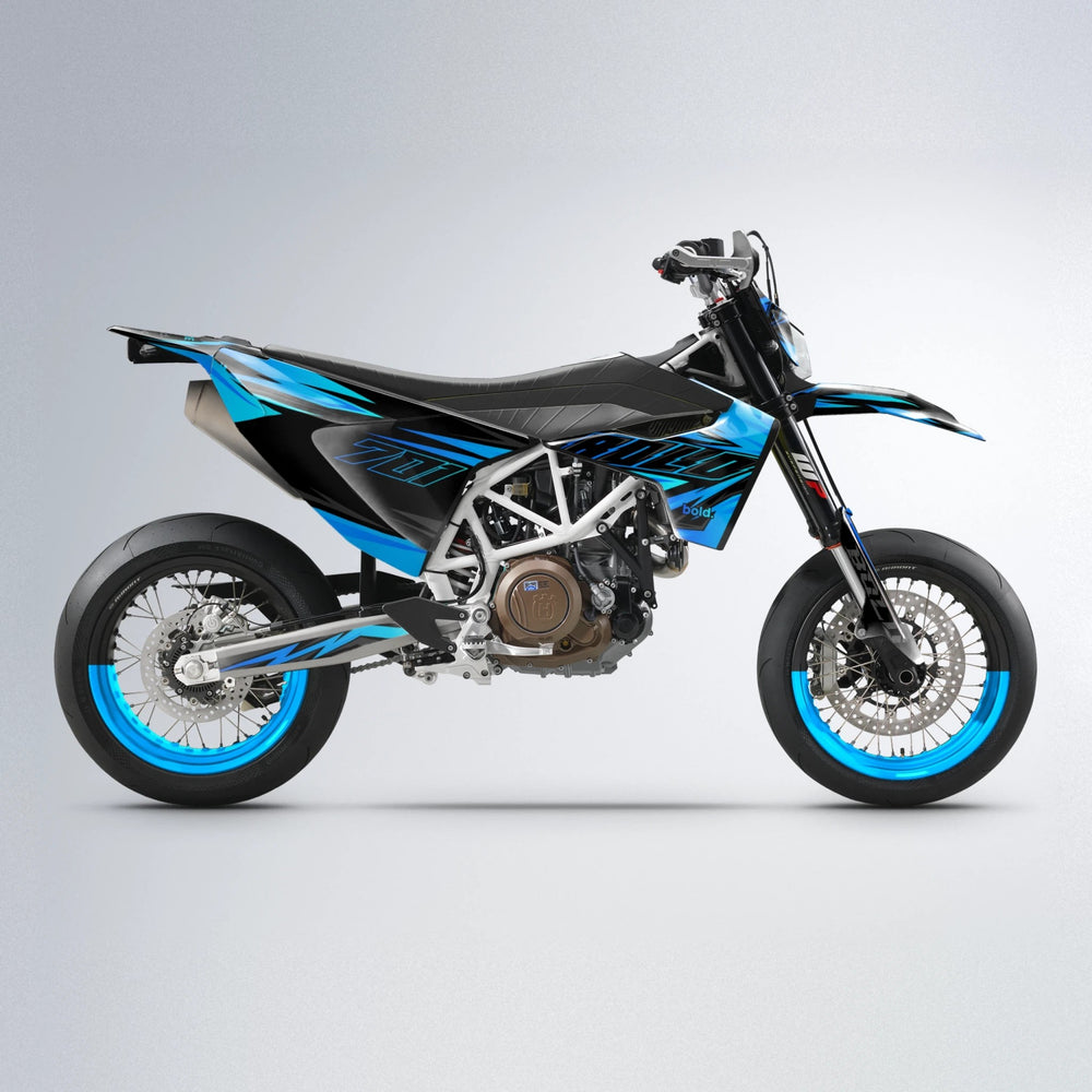 THUNDERSTRUCK Husqvarna 701 supermoto graphics kit in Light Blue