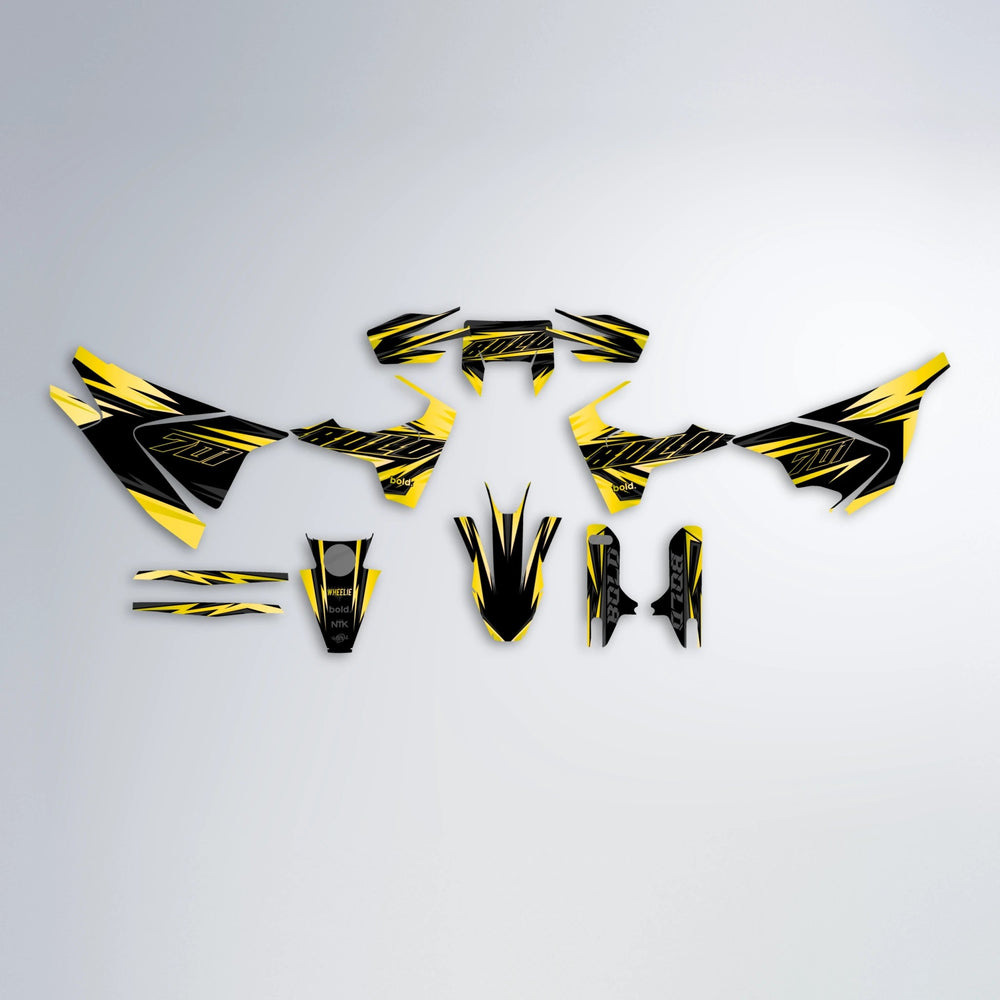 THUNDERSTRUCK Husqvarna 701 graphics kit parts layout in Yellow
