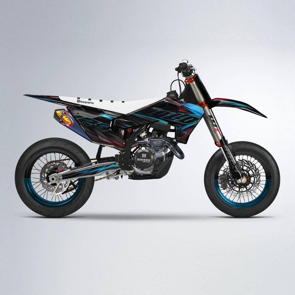 THUNDERSTRUCK Husqvarna FE/TE supermoto graphics kit in Black & Red