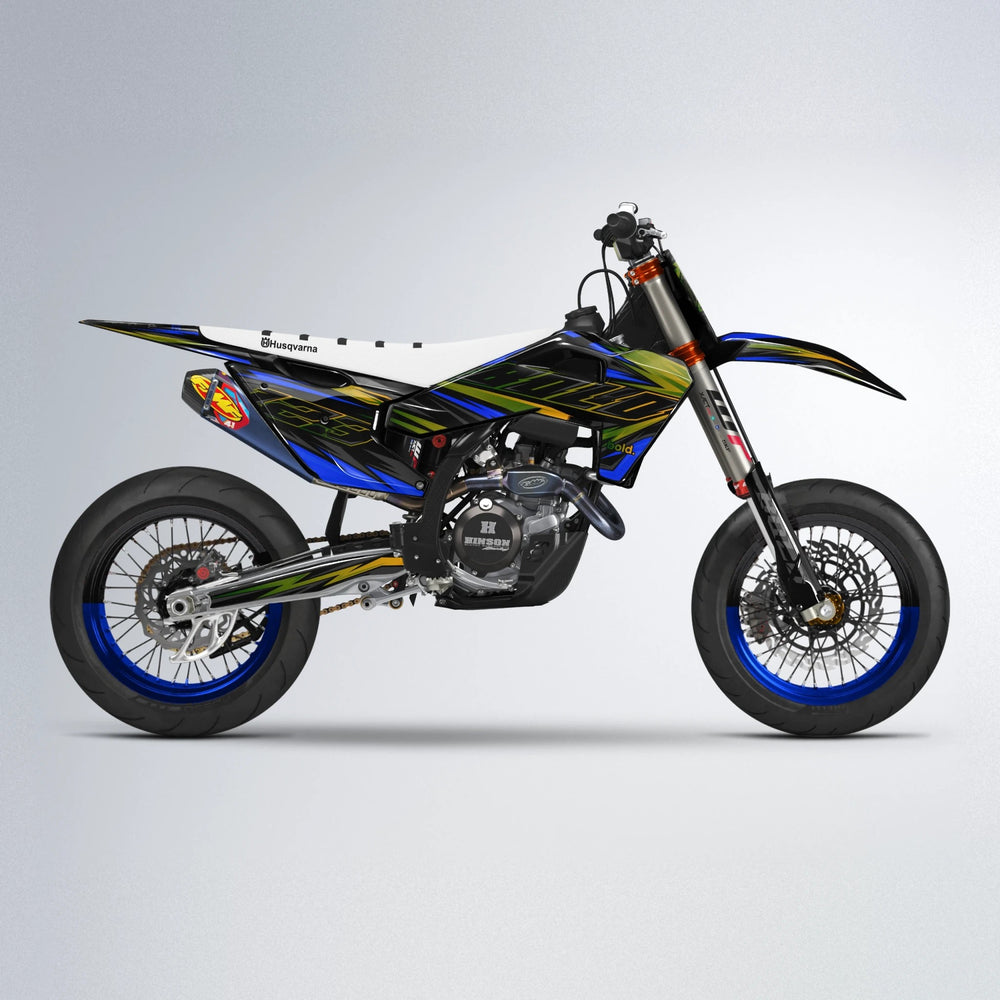 THUNDERSTRUCK Husqvarna FE/TE supermoto graphics kit in Blue