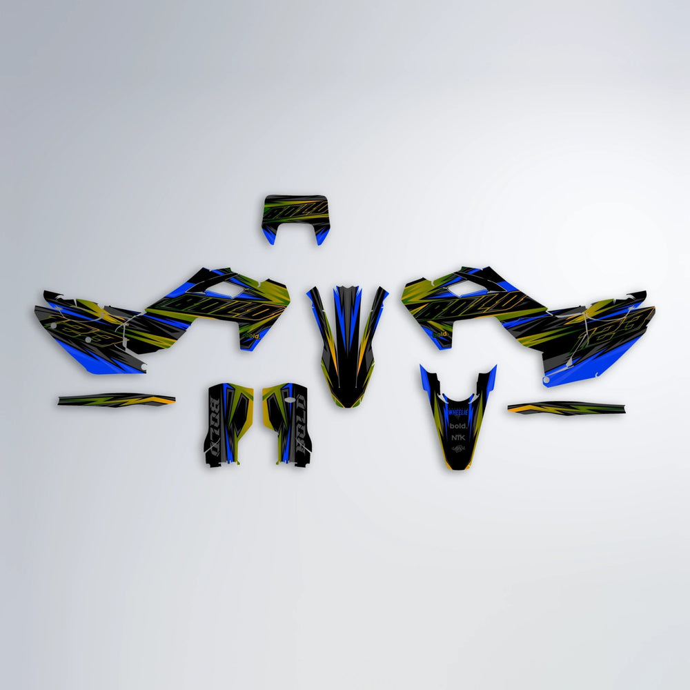 THUNDERSTRUCK Husqvarna FE/TE graphics kit parts layout in Blue