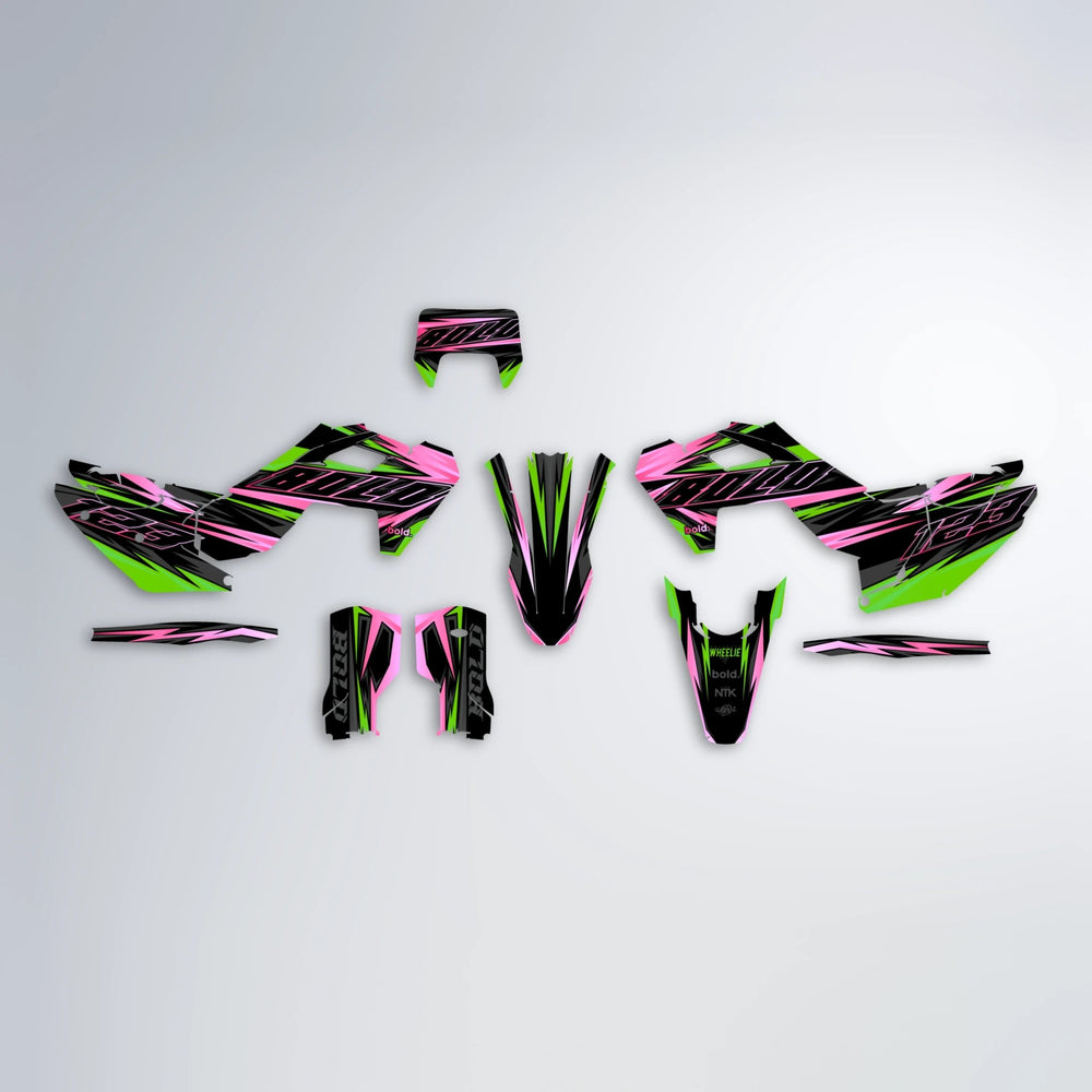 THUNDERSTRUCK Husqvarna FE/TE graphics kit parts layout in Green