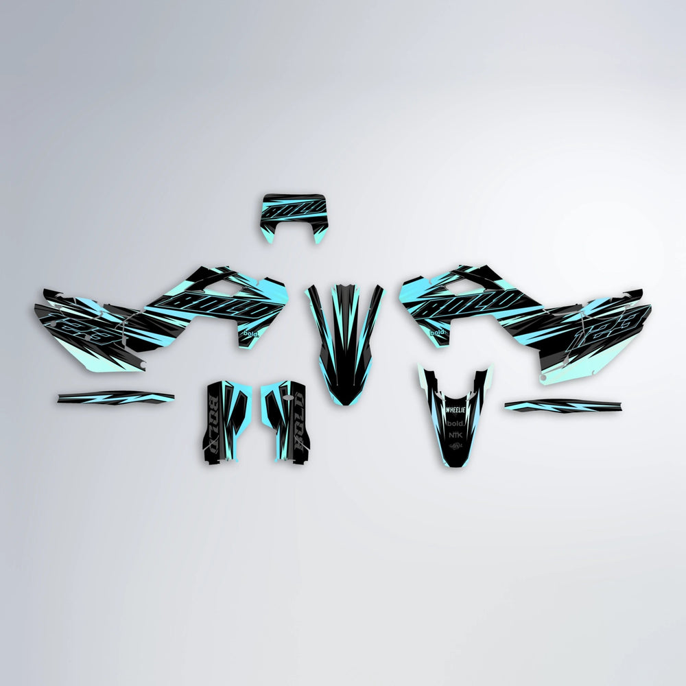 THUNDERSTRUCK Husqvarna FE/TE graphics kit parts layout in Mint