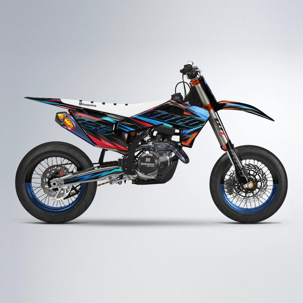 THUNDERSTRUCK Husqvarna FE/TE supermoto graphics kit in Red & Orange