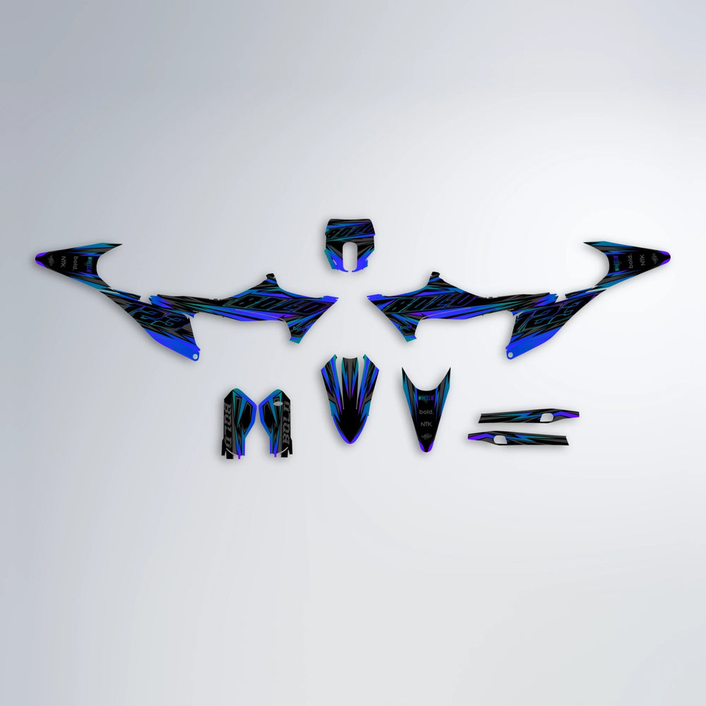 THUNDERSTRUCK Stark Varg MX graphics kit parts layout in Blue