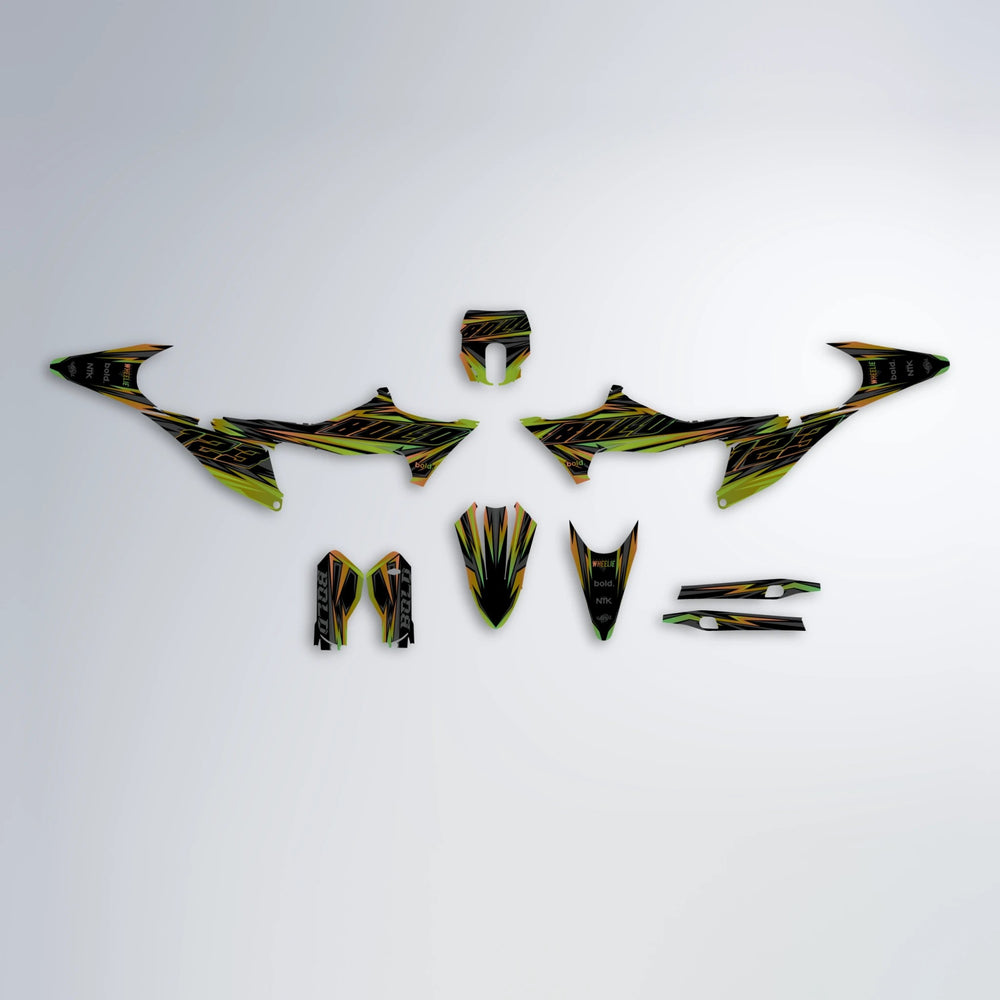 THUNDERSTRUCK Stark Varg MX graphics kit parts layout in Olive