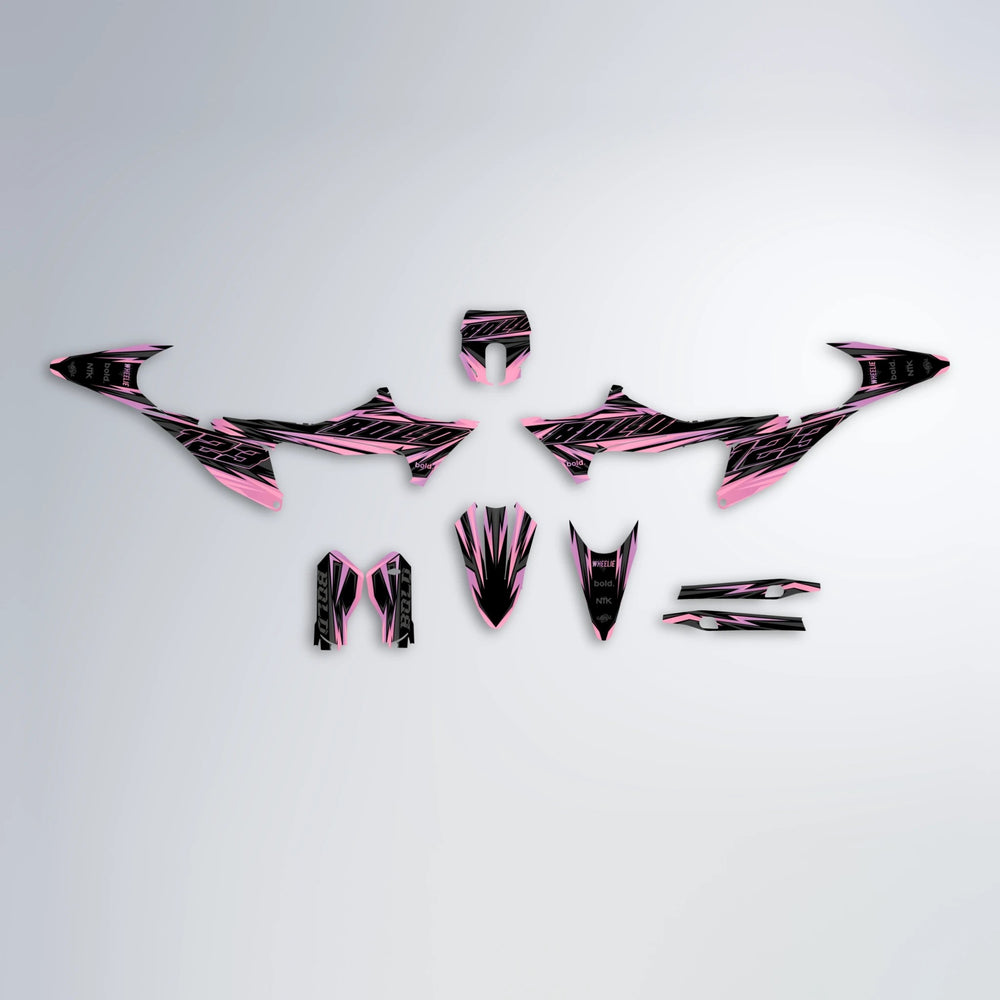 THUNDERSTRUCK Stark Varg MX graphics kit parts layout in Sakura Pink