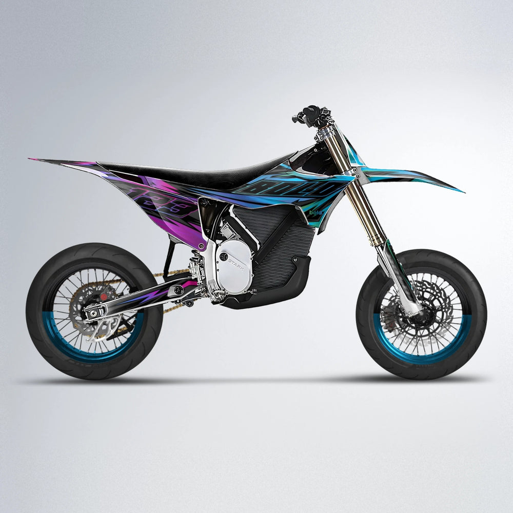 THUNDERSTRUCK Stark Varg SM supermoto graphics kit in Pink & Light Blue