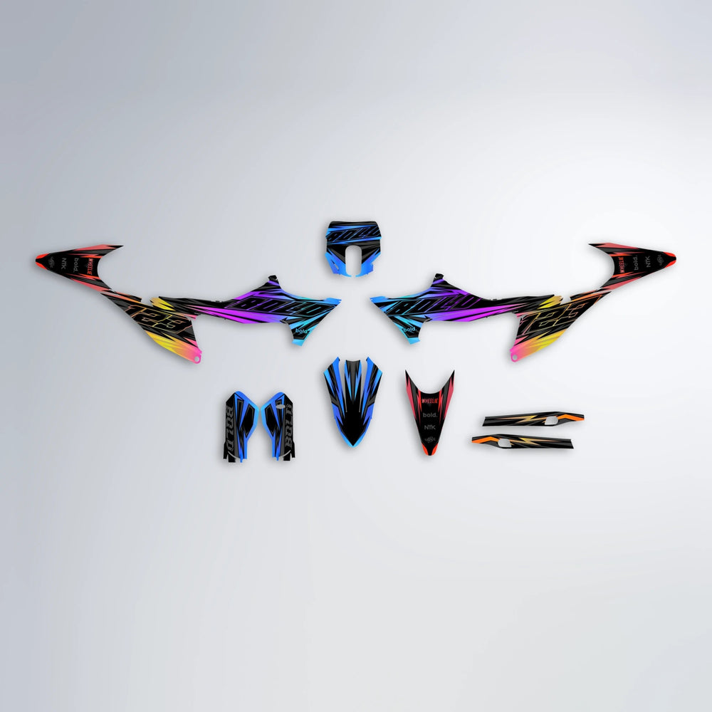 THUNDERSTRUCK Stark Varg SM graphics kit parts layout in Sunset Fade
