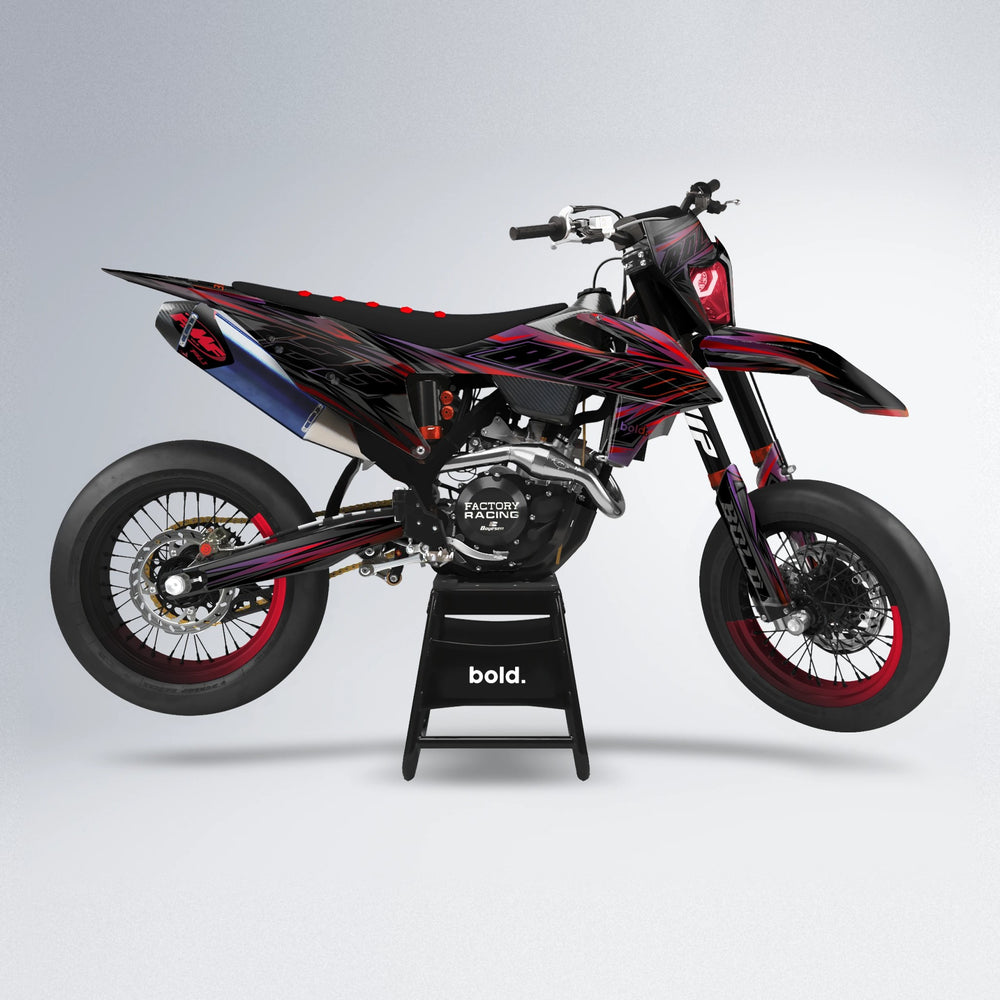 THUNDERSTRUCK supermoto graphics kit in Black & Red