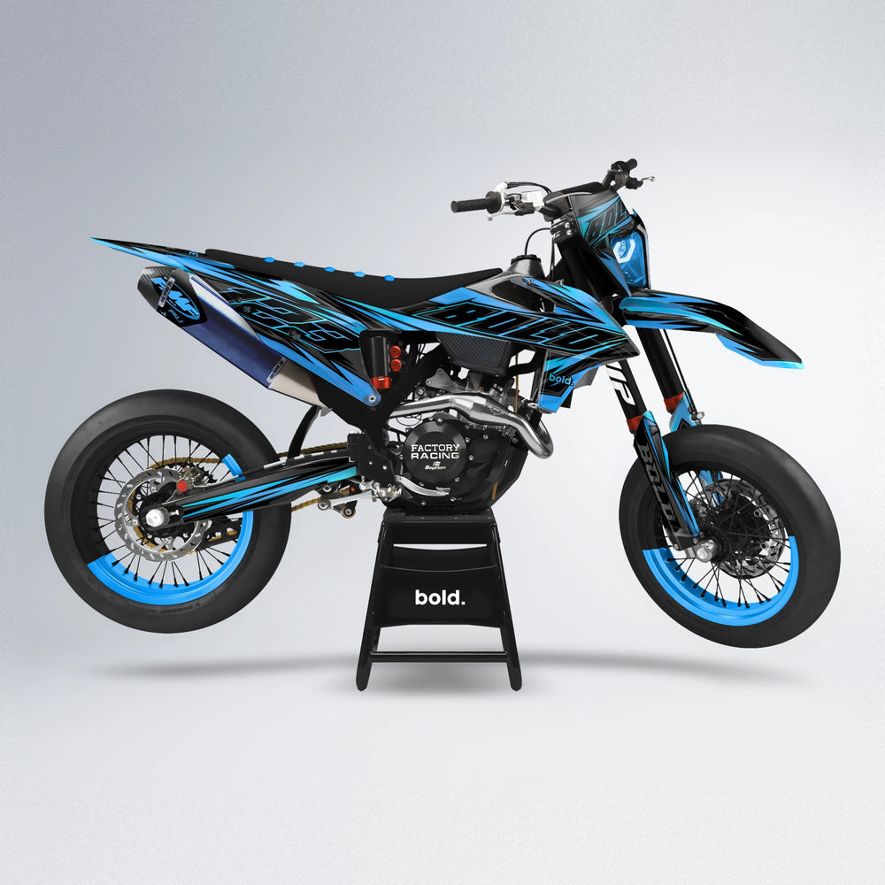 THUNDERSTRUCK supermoto graphics kit in Blue