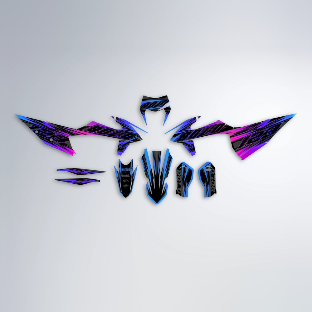 THUNDERSTRUCK graphics kit parts layout in Blue Purple Fade