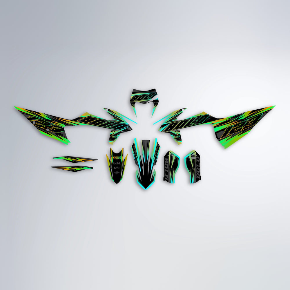 THUNDERSTRUCK graphics kit parts layout in Cyan & Green