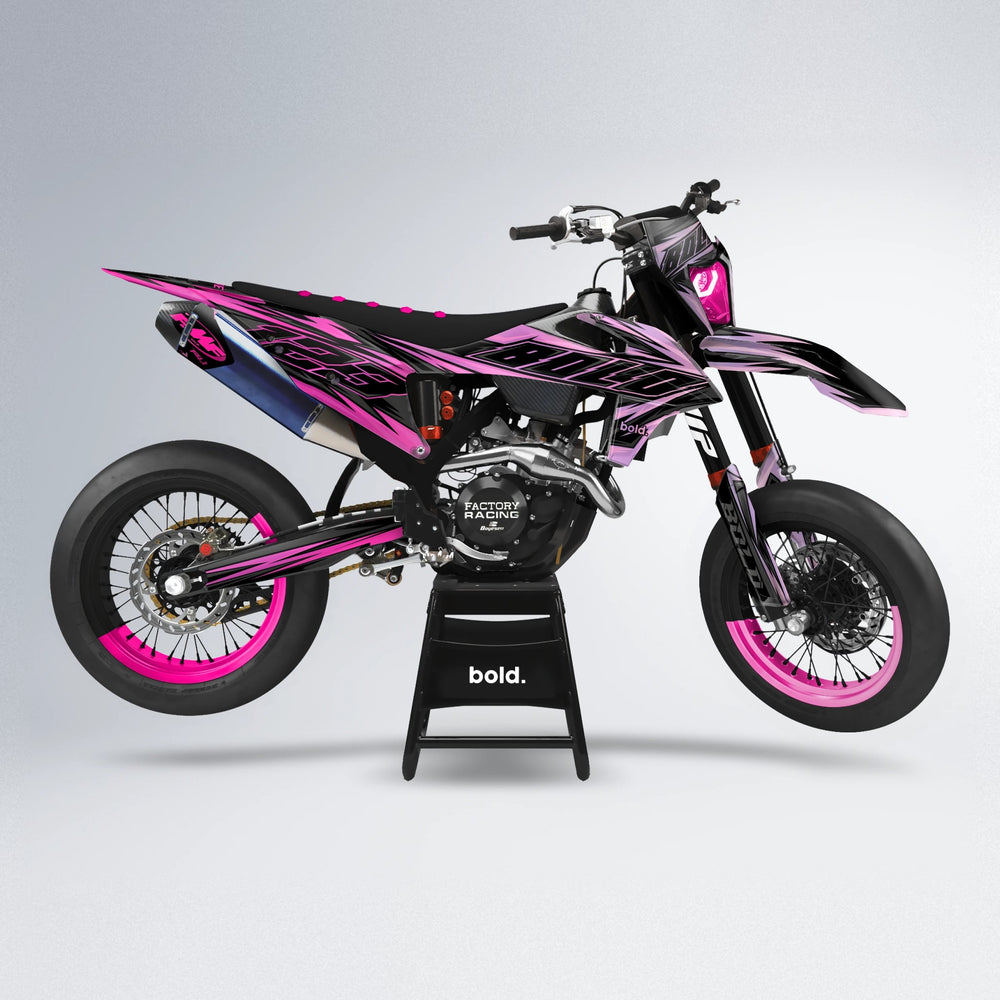 THUNDERSTRUCK supermoto graphics kit in Flamingo