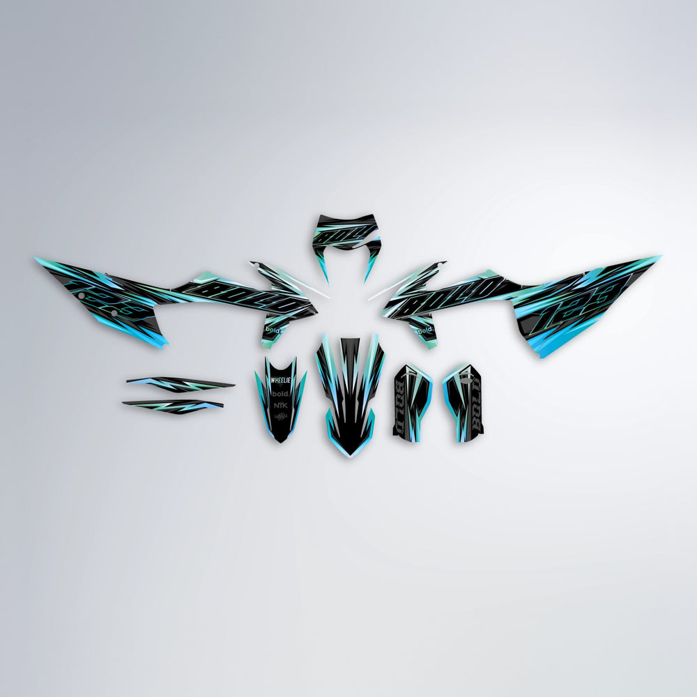 THUNDERSTRUCK graphics kit parts layout in Light Blue & White