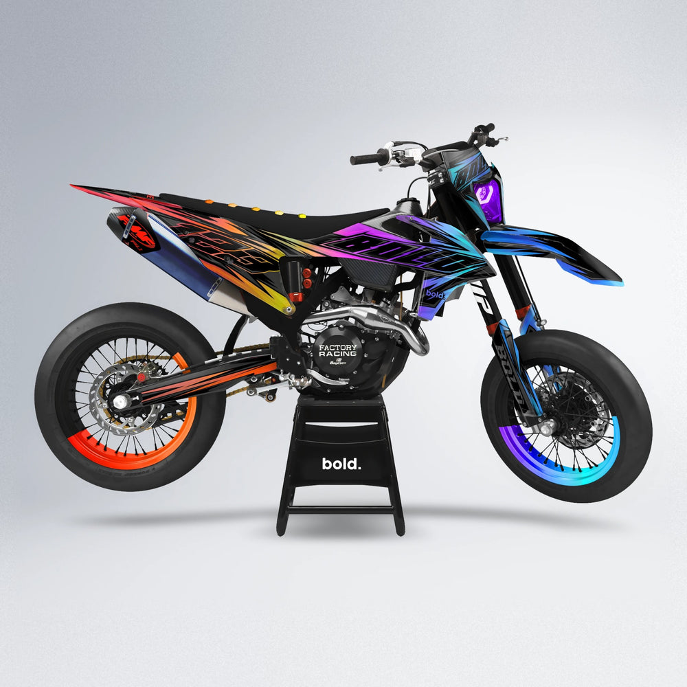 THUNDERSTRUCK supermoto graphics kit in Sunset Fade
