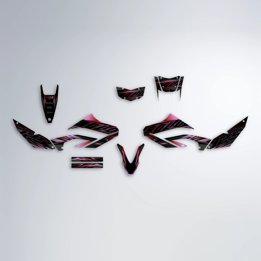 THUNDERSTRUCK Yamaha WR 125X graphics kit parts layout in Black & Red