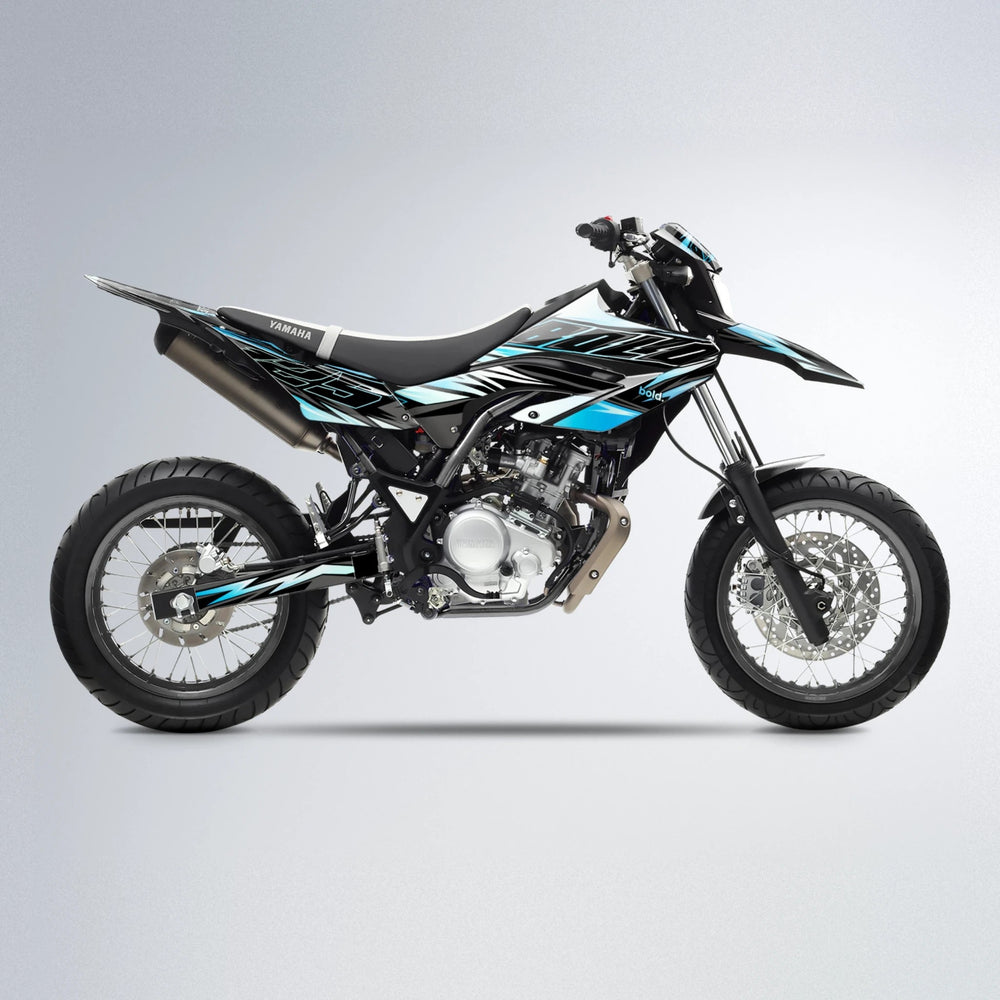 THUNDERSTRUCK Yamaha WR 125X supermoto graphics kit in Light Blue & White