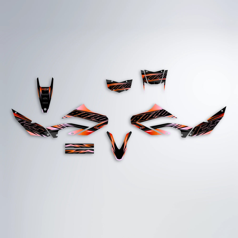 THUNDERSTRUCK Yamaha WR 125X graphics kit parts layout in Orange