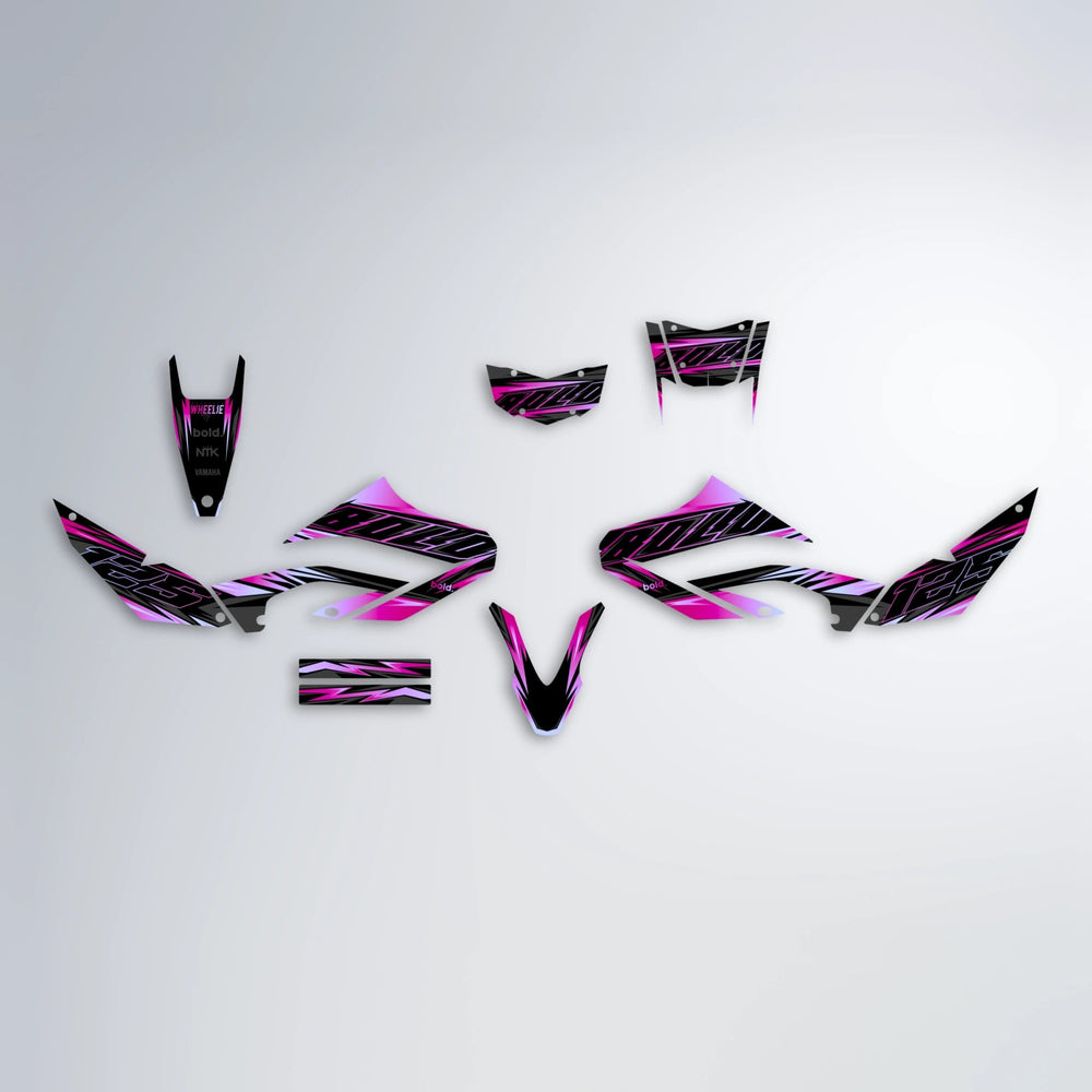 THUNDERSTRUCK Yamaha WR 125X graphics kit parts layout in Pink