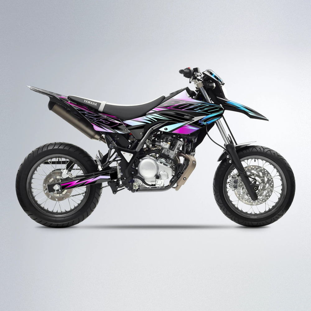 THUNDERSTRUCK Yamaha WR 125X supermoto graphics kit in Pink & Light Blue