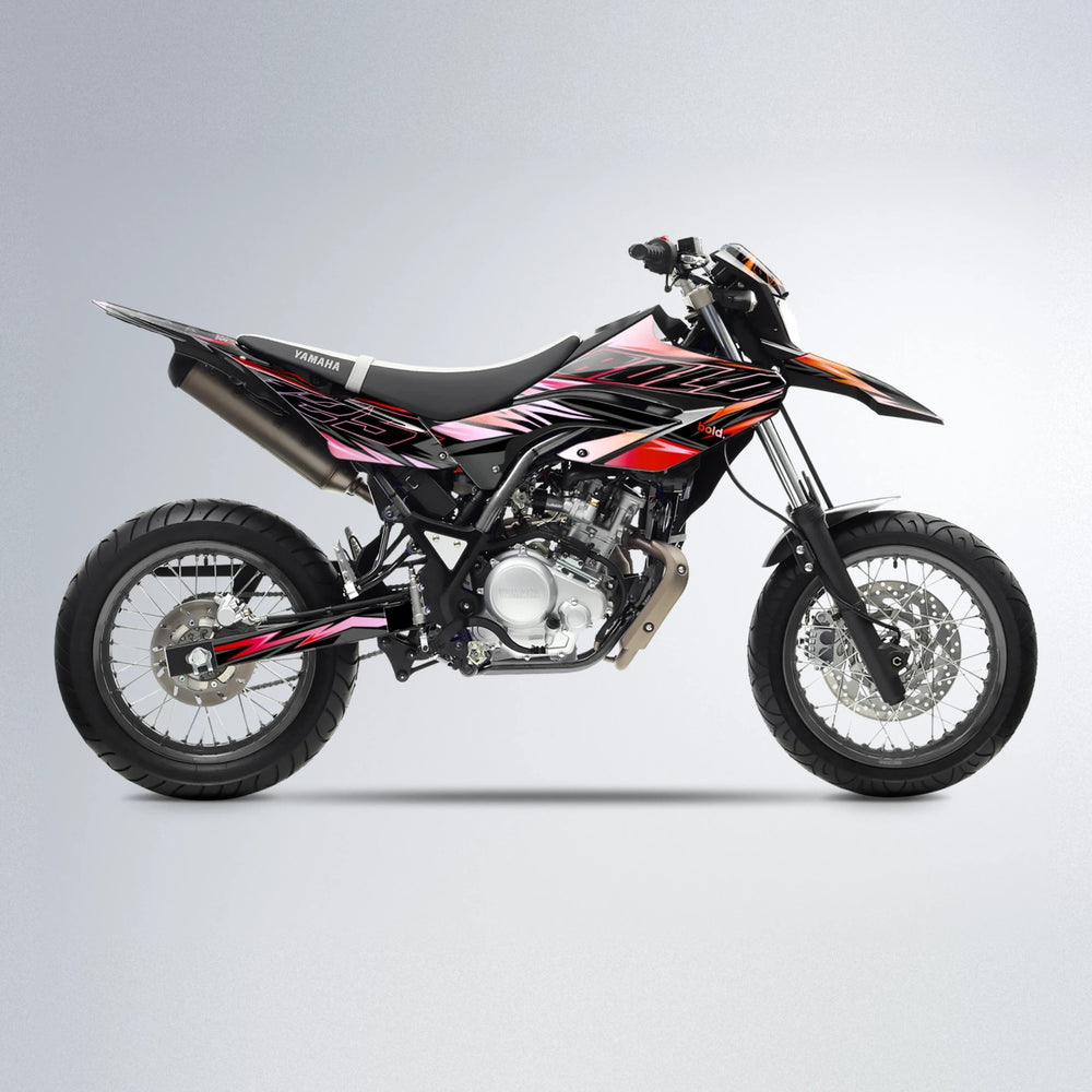 THUNDERSTRUCK Yamaha WR 125X supermoto graphics kit in Red & Orange