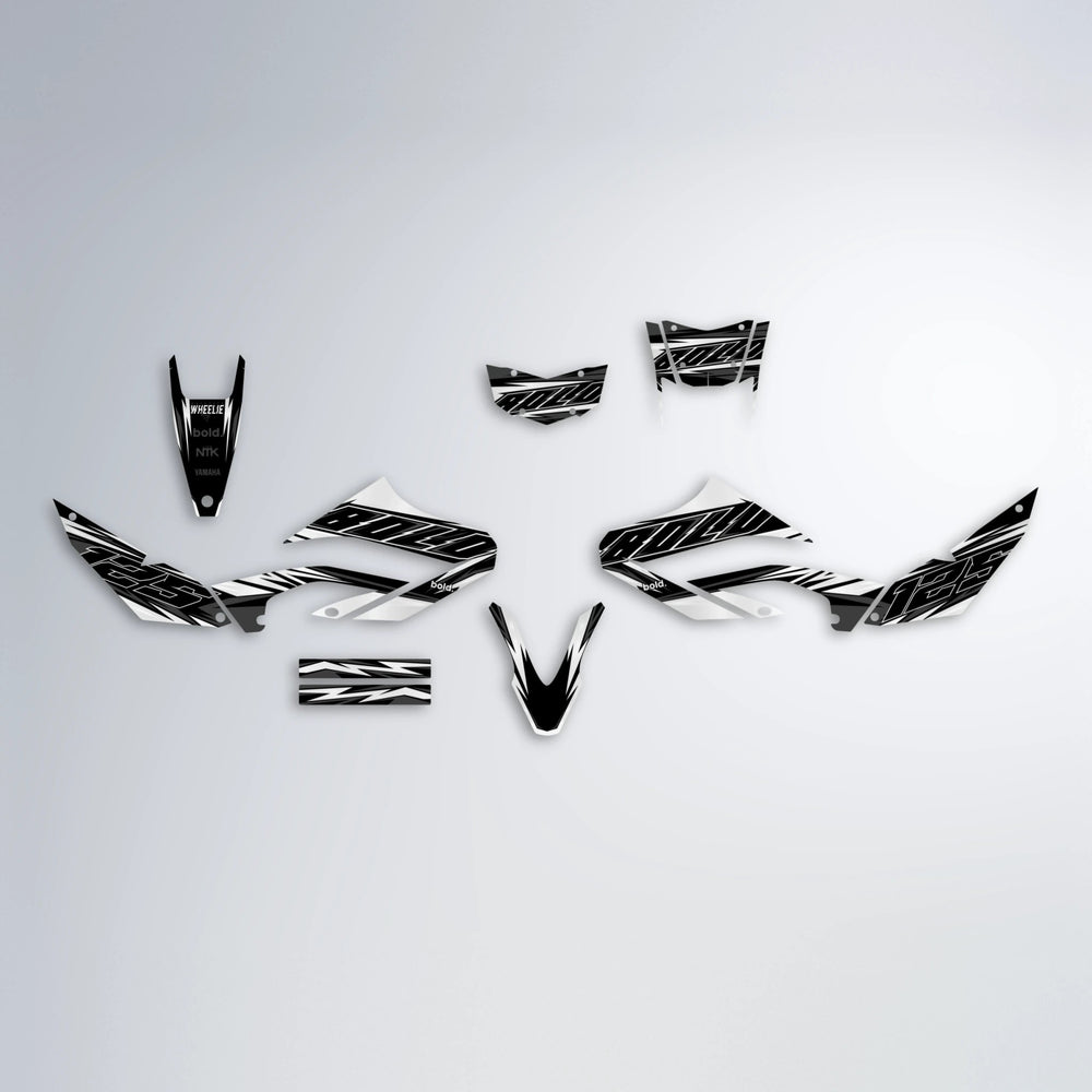 THUNDERSTRUCK Yamaha WR 125X graphics kit parts layout in White