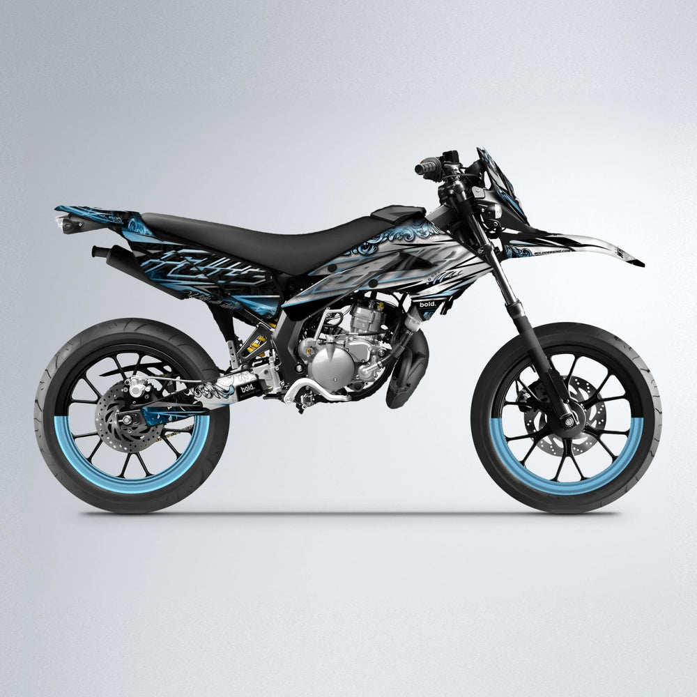 TIDAL Derbi Senda supermoto graphics kit in Light Blue & White