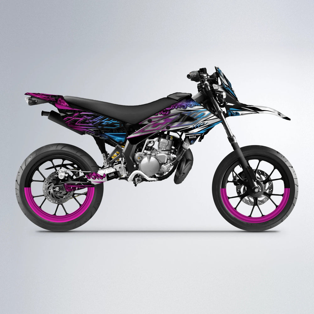 TIDAL Derbi Senda supermoto graphics kit in Pink & Light Blue