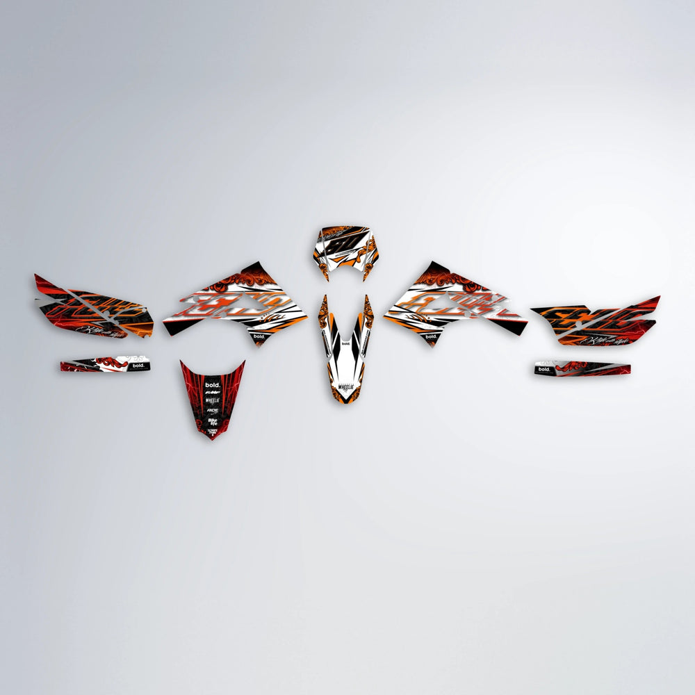 TIDAL Derbi Senda graphics kit parts layout in Red & Orange