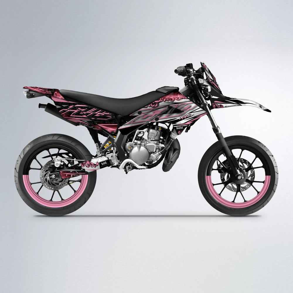 TIDAL Derbi Senda supermoto graphics kit in Sakura Pink