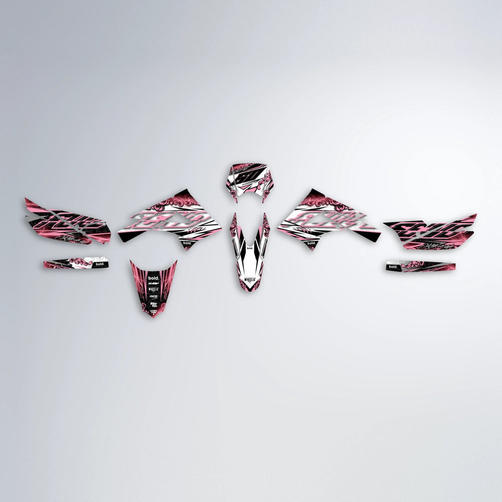 TIDAL Derbi Senda graphics kit parts layout in Sakura Pink
