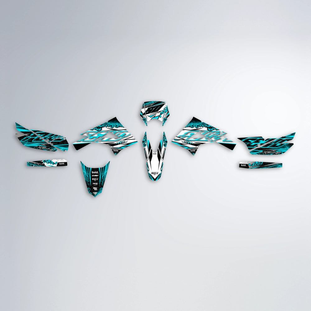 TIDAL Derbi Senda graphics kit parts layout in Teal