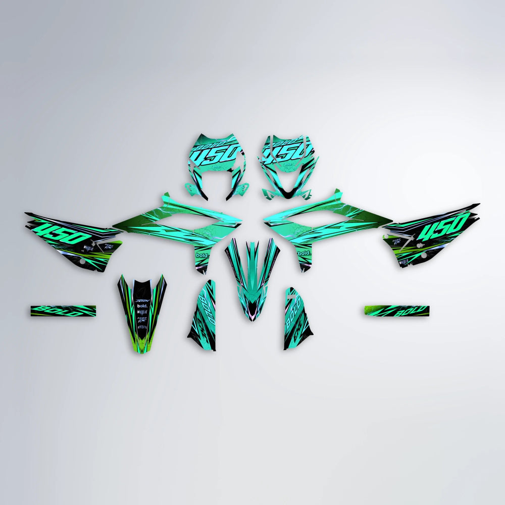 TOTH Beta graphics kit parts layout in Cyan & Green