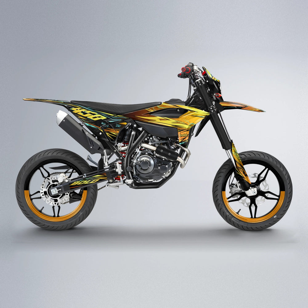 TOTH Beta supermoto graphics kit in Orange & Yellow