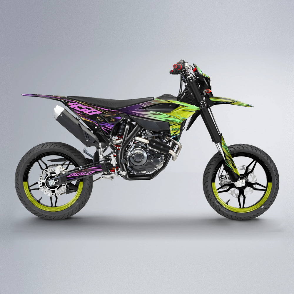 TOTH Beta supermoto graphics kit in Purple & Yellow