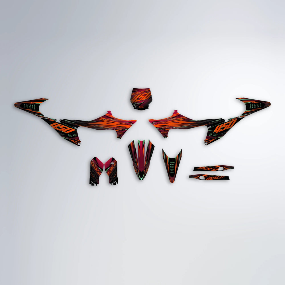TOTH Stark Varg MX graphics kit parts layout in Black & Red