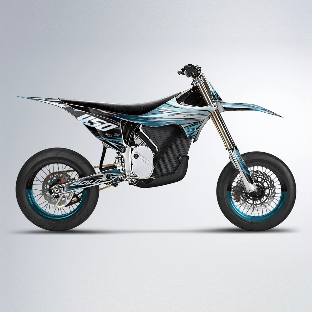 TOTH Stark Varg SM supermoto graphics kit in Light Blue & White