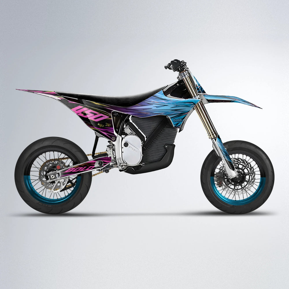 TOTH Stark Varg SM supermoto graphics kit in Pink & Light Blue