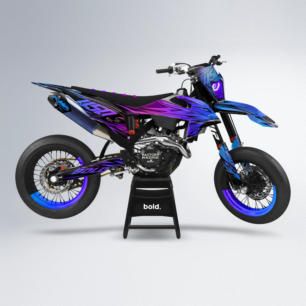 TOTH supermoto graphics kit in Blue Purple Fade